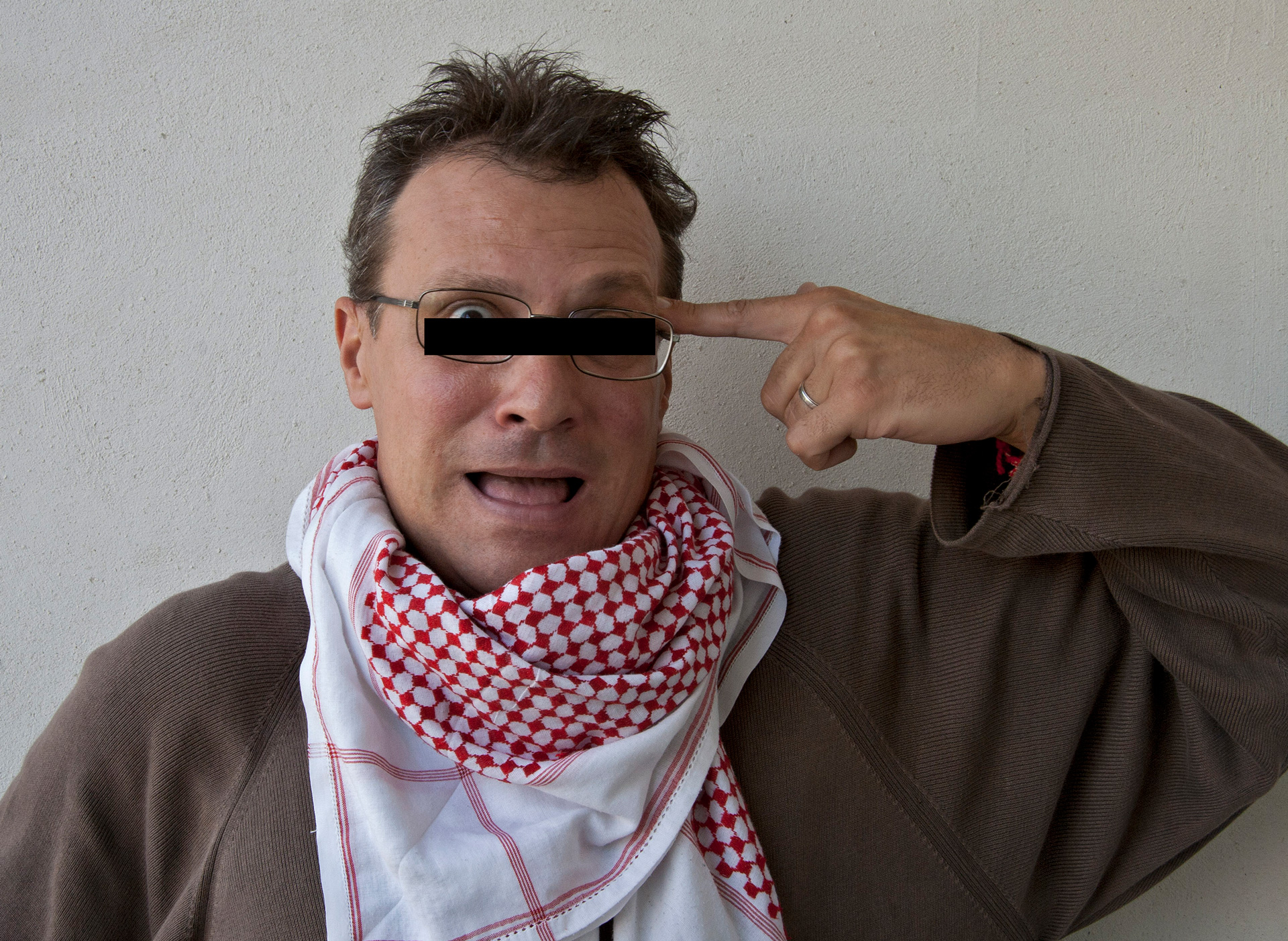 Shut up or you are next! Self-portrait with a black stripe across the eyes, 2007